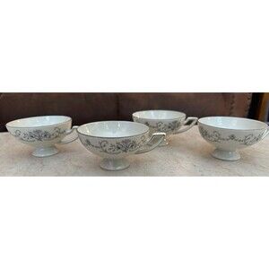 Set of 4 Vintage Johann Haviland Rhineland-Danube Footed Teacups Coffee Cups